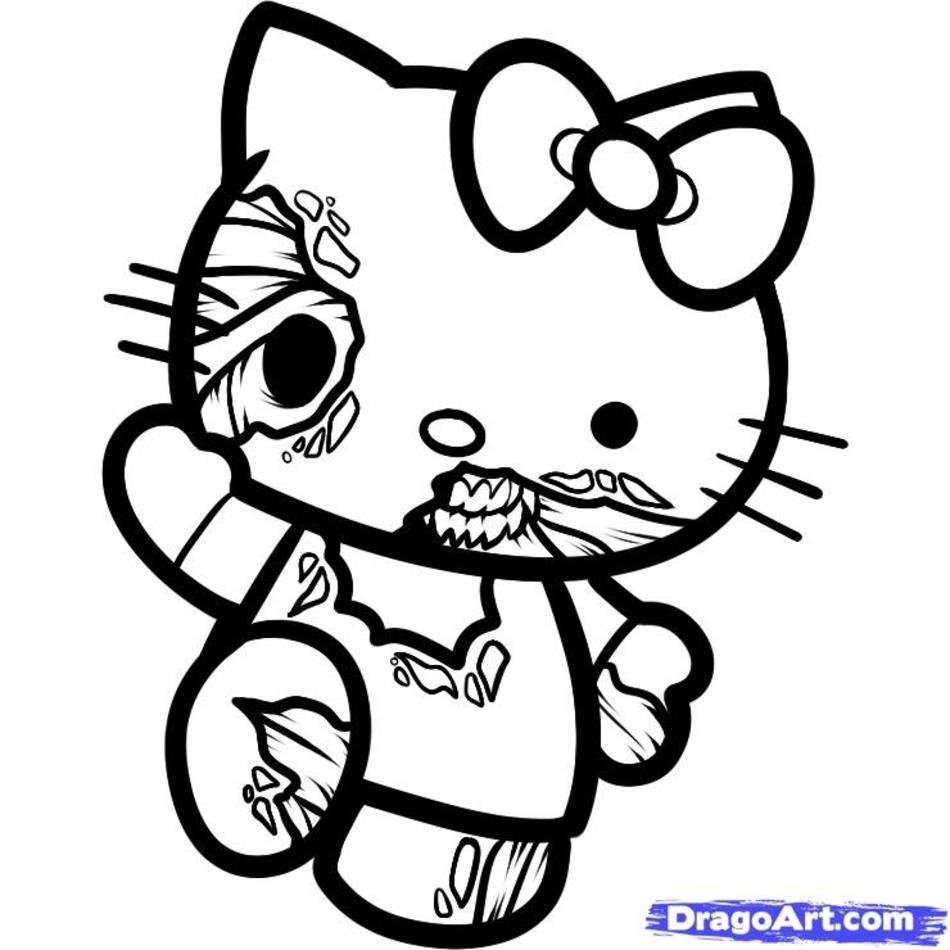 Black And White Drawing Kitty Free Image