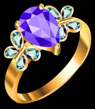 Gold Ring With Blue Andpurple Diamonds Png