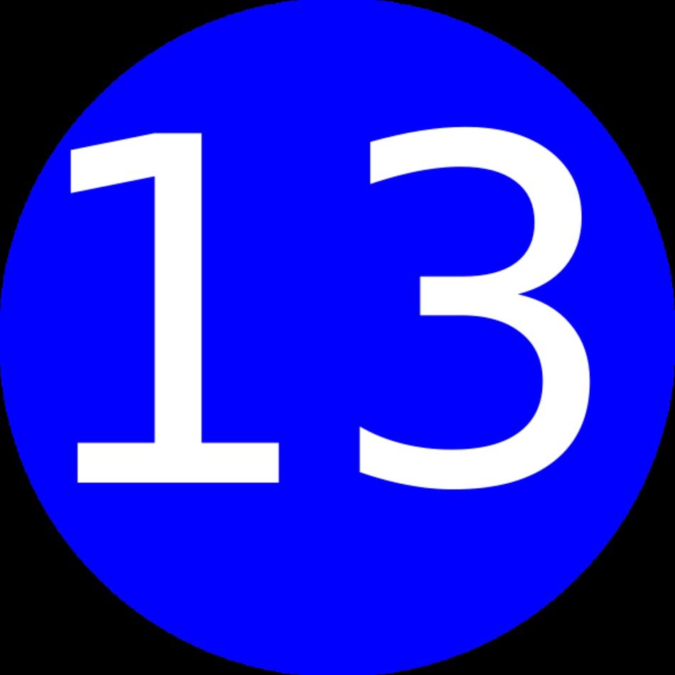 Number 13 Blue Background Clip