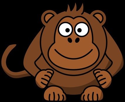 picture of a brown monkey on a black background