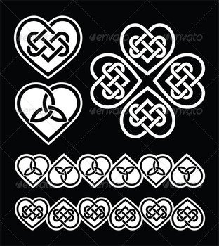 Celtic Hearts Black Pattern
