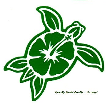 Honu Hibiscus Sea Turtle Decal Green Sticker Haleiwa Hawaii