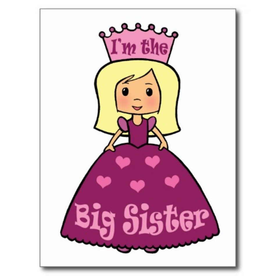Cartoon Cute Big Sister Princess Hearts Postcard Zazzle