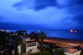 tropical seashore resort night view