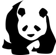 black and white graphic of panda