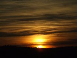 sunset afterglow in the orange sky