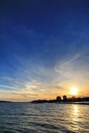 sunset on the horizon of lake balaton