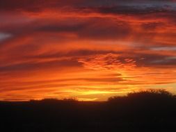 Beautiful sunset has red ,dark and orange colors