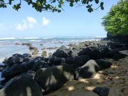 rocky coast on the island of Kauai