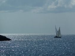 sailing boat in the Mediterranean Sea in Sant Elm, Spain