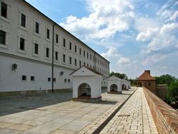 Photo of a white medieval fortress in Brno