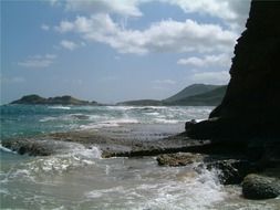panoramic view of the rocky coast of the caribbean