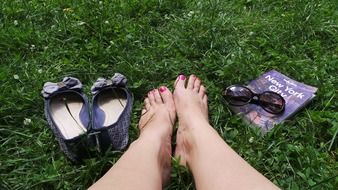 relaxing in a park of new york