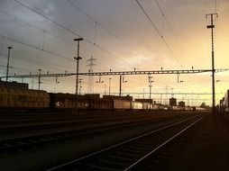 Swiss railway at dusk