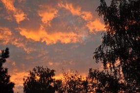 red dusk clouds