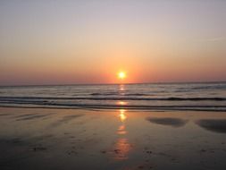 sunset over the tropical beach