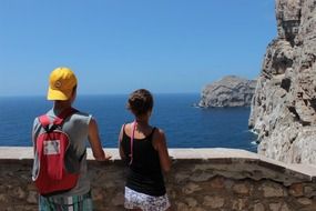 tourists on the stone observation deck