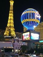 Las Vegas Eiffel Tower at night