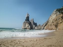 white cliffs on a wild beach, portugal