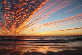 amazing sunset clouds seashore