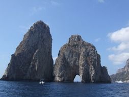 Rocky coast of the ocean in Southern Italy, capri