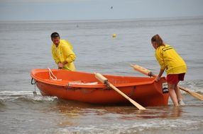 Lifesavers with the boat in the Baltic Sea