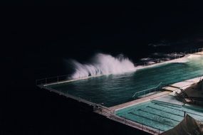 swimming pool at night