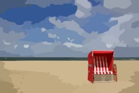 Drawing of chair on a beach