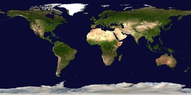 view from space to the world map