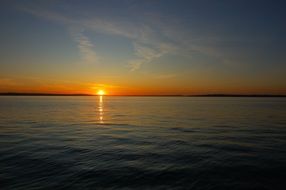 Lake at dusk at sunset
