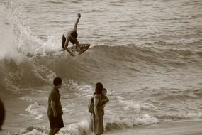 young surfer on the wave
