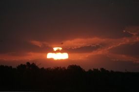 orange sun on the horizon
