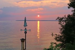 beautiful sunset landscape over lake erie