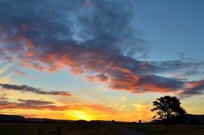 Sunset on the scenery in New Zealand