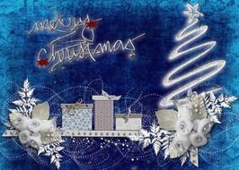 merry christmas card stylish drawing