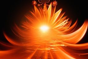 rays of sunset in abstract flower form, digital art