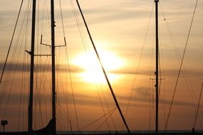 sailing boat at the sunset