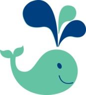 clipart, cute whale releases water