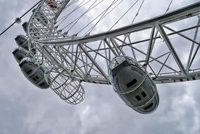 cabins of a modern ferris wheel close-up