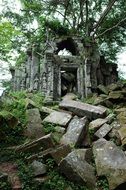 ruins of a stone building in cambodia