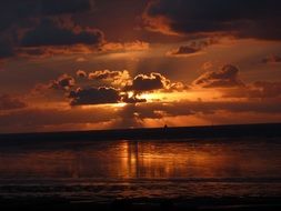 sunset on the beach of north sea