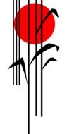 symbols of japan on colorful illustrations