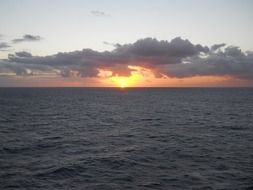 bright sunset and dark clouds on the horizon