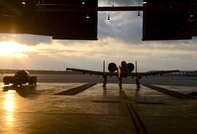 Military air force at sunset