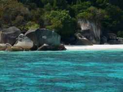 view from the water on the picturesque coast of thailand