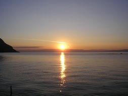 beautiful sunset on the lake in geneva switzerland