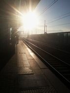 sunset on the background of the railway in Italy