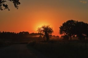 crazy orange fiery sunset