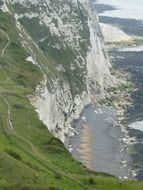 white cliffs near the beach path in England