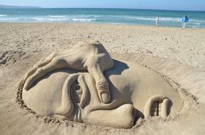 Artwork on the sand beach